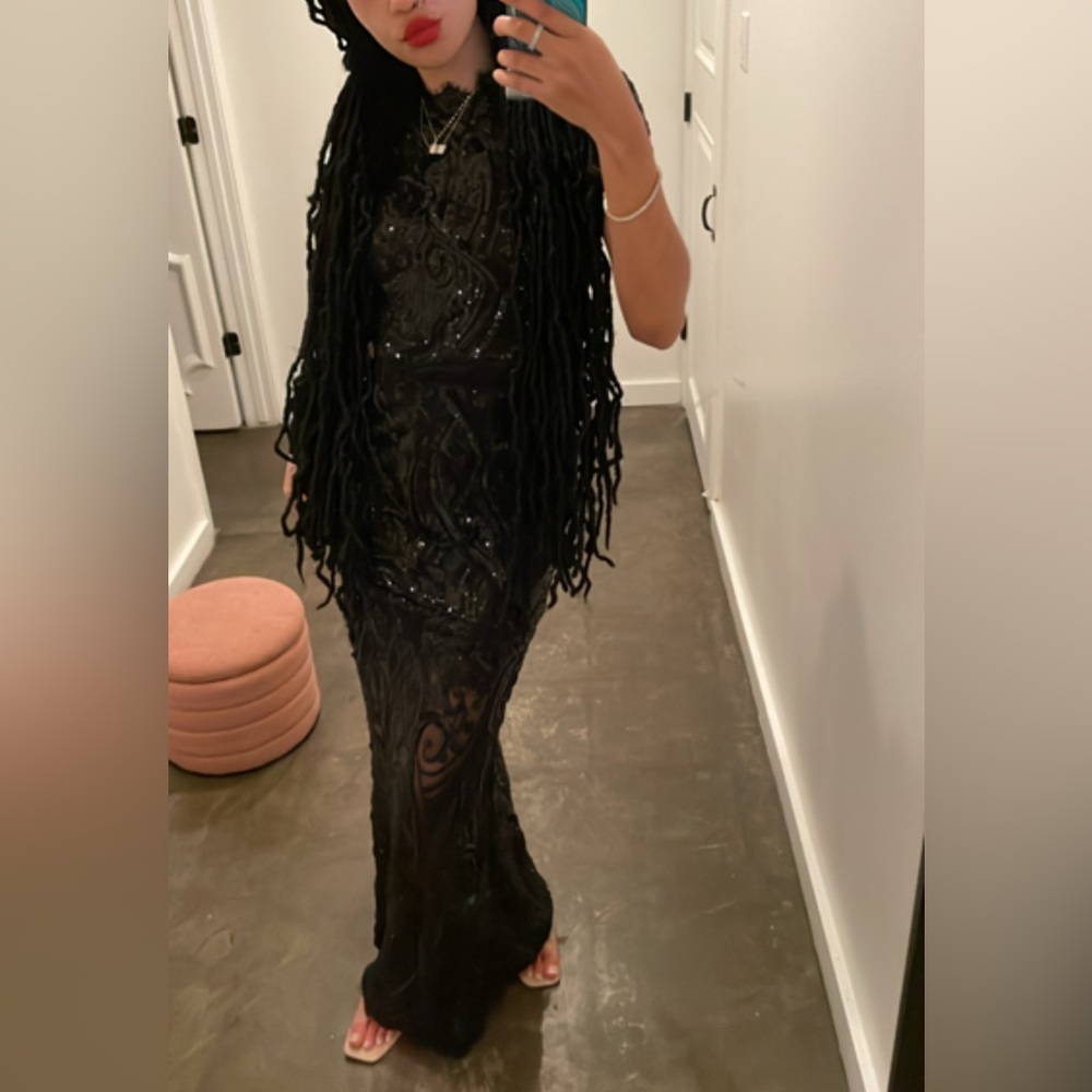 Fashion nova Elegant Black Evening 2pc sequence set EUC!!